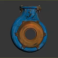 Rusty Blue Industrial Hardware Tool Pump Housing with Circular Opening 3d model