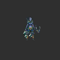 Fantasy Game Character With Blue Green Armor And Magical Staff Design