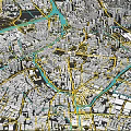 Aerial Urban Planning View With City Layout Road Network Water Bodies And Green Spaces