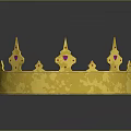 Royal Sculpted Golden Crown Adorned With Red Gemstones And Ornate Design