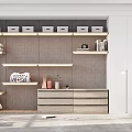 Modern Walk In Closet Interior Design With Open Shelves Storage Boxes And Drawer Cabinet