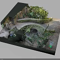 Garden Courtyard Landscape Design With Stone Arch Pathway Green Vines And Iron Gate