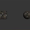 Wood And Stone Decorative Cube And Sphere Pieces With Textured Surfaces