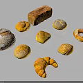 Delicious Freshly Baked Assorted Bread Types Such As Croissant Pretzel Loaf and Round Rolls