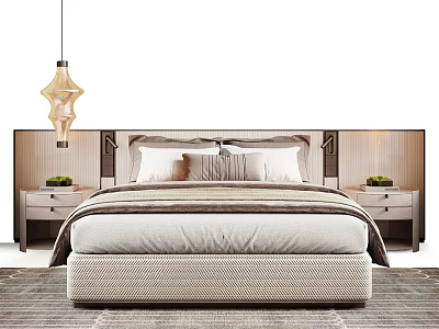Modern Luxury Upholstered Double Bed With Matching Nightstands For Elegant Comfortable Bedroom Decoration 3d model