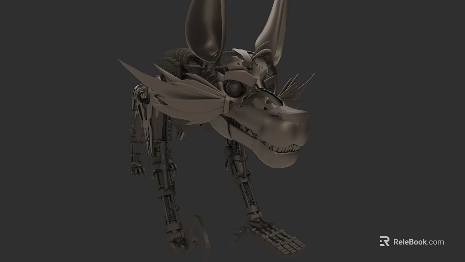 Mechanical Dinosaur Model With Horns And Detailed Robotic Structure 3d model