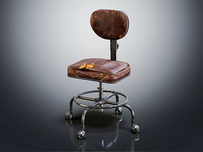 Classic Leather Office Chair With Round Backrest And Metal Base Rolling Wheels Design 3d model
