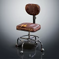 Classic Leather Office Chair With Round Backrest And Metal Base Rolling Wheels Design