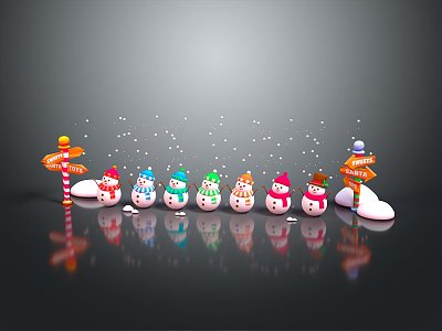 Snowman snowman snow children snow fox winter scene that animation character animation character 3d model