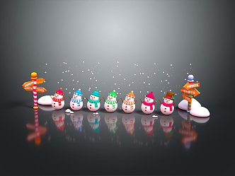 Snowman snowman snow children snow fox winter scene that animation character animation character 3d model