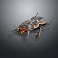 Stag Beetle With Black Exoskeleton Large Mandibles Orange Mouthparts On Dark Background Close Up View