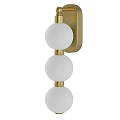 Modern Wall Lamps With Three White Globe Shades And Brass Finish