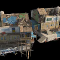 Makeshift Slum Dwellings With Tin Roofs Wooden Planks And Rag Covers