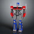Red Blue Gray Robot Character With Mechanical Body Armor And Blue Head Design