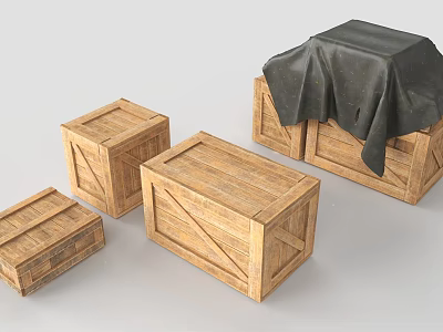Wooden Case Wooden Box Cargo Oilcloth 3d model