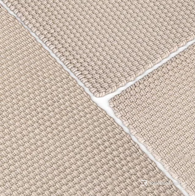 Soft Beige Square Rugs With Woven Texture And Interlocking Neutral Design 3d model