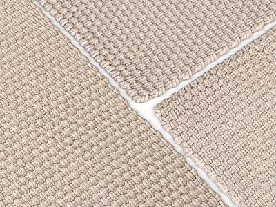 Soft Beige Square Rugs With Woven Texture And Interlocking Neutral Design 3d model