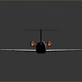 3D Rendered Private Jet With White Body Orange Blue Accents And Visible Wings Tail