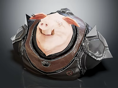 3D Fantasy Pig Creature Character With Detailed Metal Armor Design 3d model
