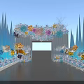 Event Entrance Decorated with Colorful Flowers and Icicle Shaped Archway Design