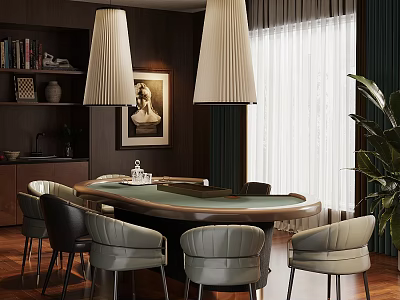 Modern Home Entertainment Room Poker Table Board Game Texas Poker Table Entertainment Table and Chair 3d model