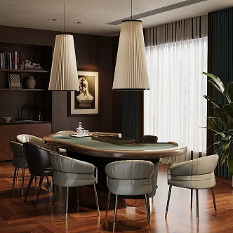 Modern Home Entertainment Room Poker Table Board Game Texas Poker Table Entertainment Table and Chair 3d model