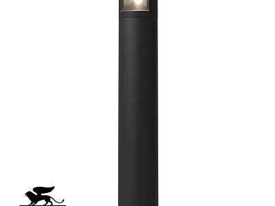 Black Cylindrical Outdoor Light For Garden Pathway With LED Lighting 3d model