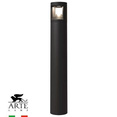 Black Cylindrical Outdoor Light For Garden Pathway With LED Lighting 3d model