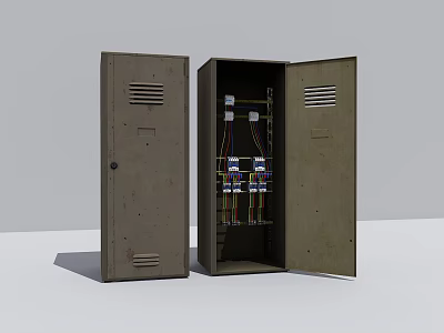 Industrial Electrical Distribution Cabinets With Metal Enclosure And Internal Wiring Switches 3d model