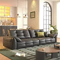 Luxury Soft Black Leather Leisure Sofa Set For Bright Cozy Modern Home Living Space