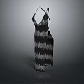 Stylish Black Spaghetti Strap Dress With White Wavy Pattern Design 3d model