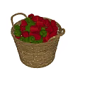 Woven Wicker Basket Filled with Fresh Ripe Red and Green Bell Peppers