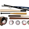 Sports Equipment Featuring Various Baseball Bats Leather Glove And Multiple Baseballs Collection