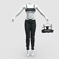 Stylish Black Camisole Top Pants Outfit With Bra And Handbag