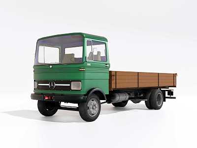 Retro flatbed truck 3d model