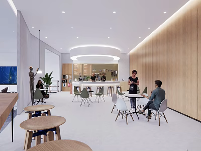 Modern Hotel Public Lounge With Comfortable Seating Coffee Tables And Soft Lighting 3d model