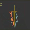 Vibrant Mythical Sword Design With Flame Effects And Lightning Elements