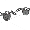 Handcrafted Stone Wood Padlocks And Linked Chains For Decorative Security Items 3d model