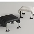 Modern Black And White Leather Sofa Stool With Curved Design And Metal Legs