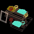 Display Shelf With Marinet Collection Wine Glasses And White Cloths On Stylish Tiered Stand