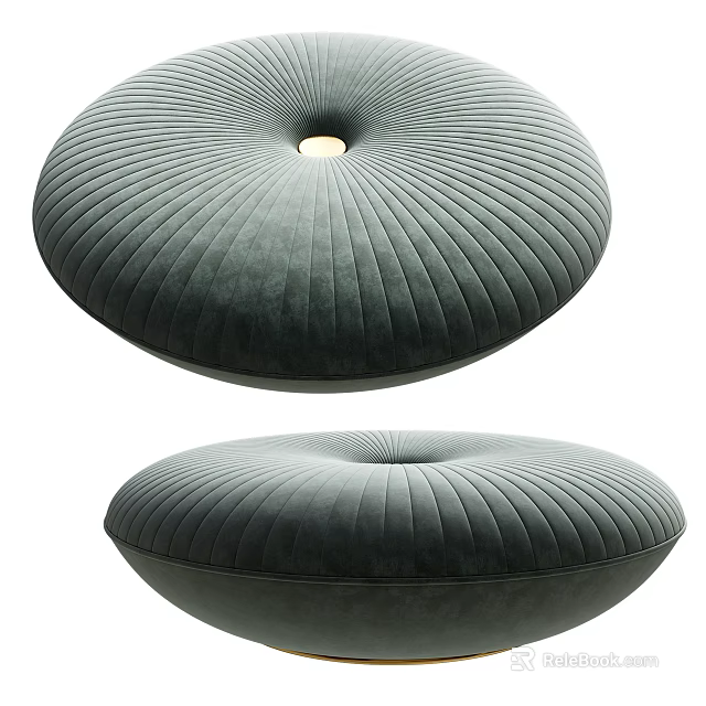 Modern Round Donut Shaped Quilted Velvet Sofa Stool For Elegant Cozy Living Room Decoration 3d model 