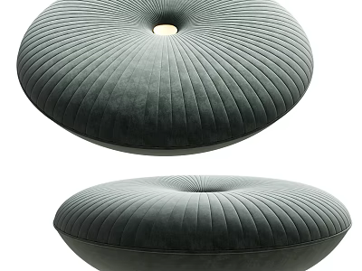 Modern Round Donut Shaped Quilted Velvet Sofa Stool For Elegant Cozy Living Room Decoration 3d model