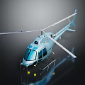 Detailed Light Blue Helicopter Model With Rotors Landing Gear On Reflective Surface