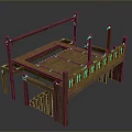 Traditional Wooden Structure Design With Platform Floor Railing And Pillars