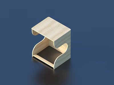 Modern Wooden Tea Table Chair With Light Wood Color And Curved Design 3d model
