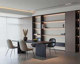 Modern Restaurant Dining Table and Chair Side Cabinet 3d model