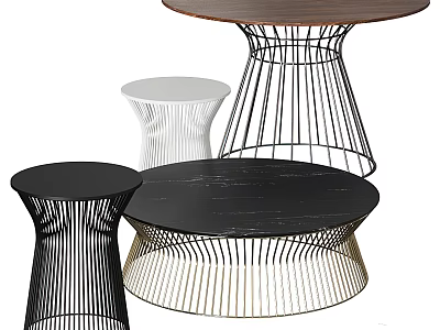 Modern Coffee Tables With Metal Wireframe Bases And Round Table Tops Design 3d model