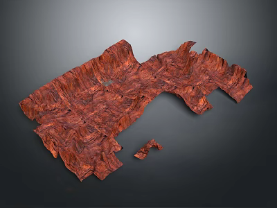 Red Plant Structure with Textured Irregular Flakes on Grey Background 3d model