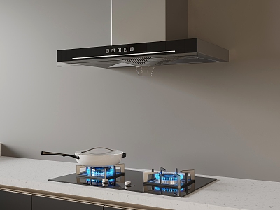 Modern range hood and stove combination model