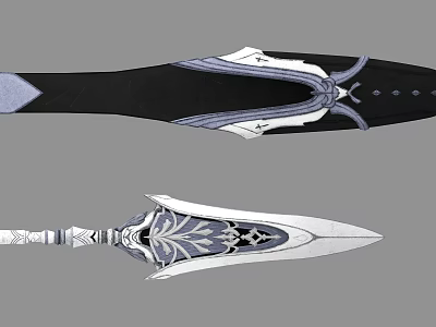 Decorative Ancient Weapon With Intricate Metal Blade And Ornate Wooden Hilt Design 3d model